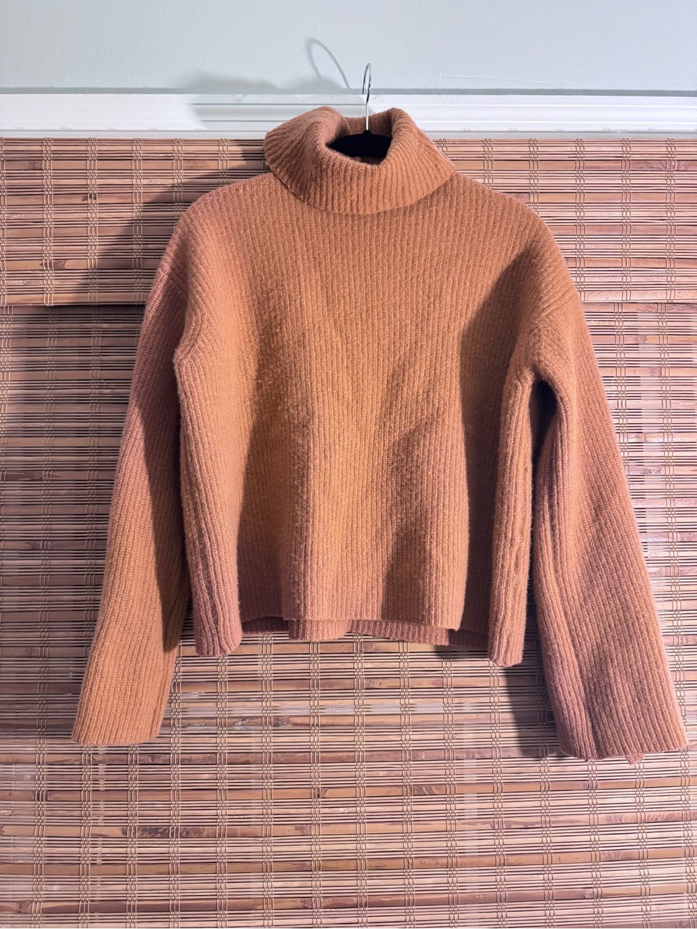 Turtleneck Ribbed Sweater in Warm Camel